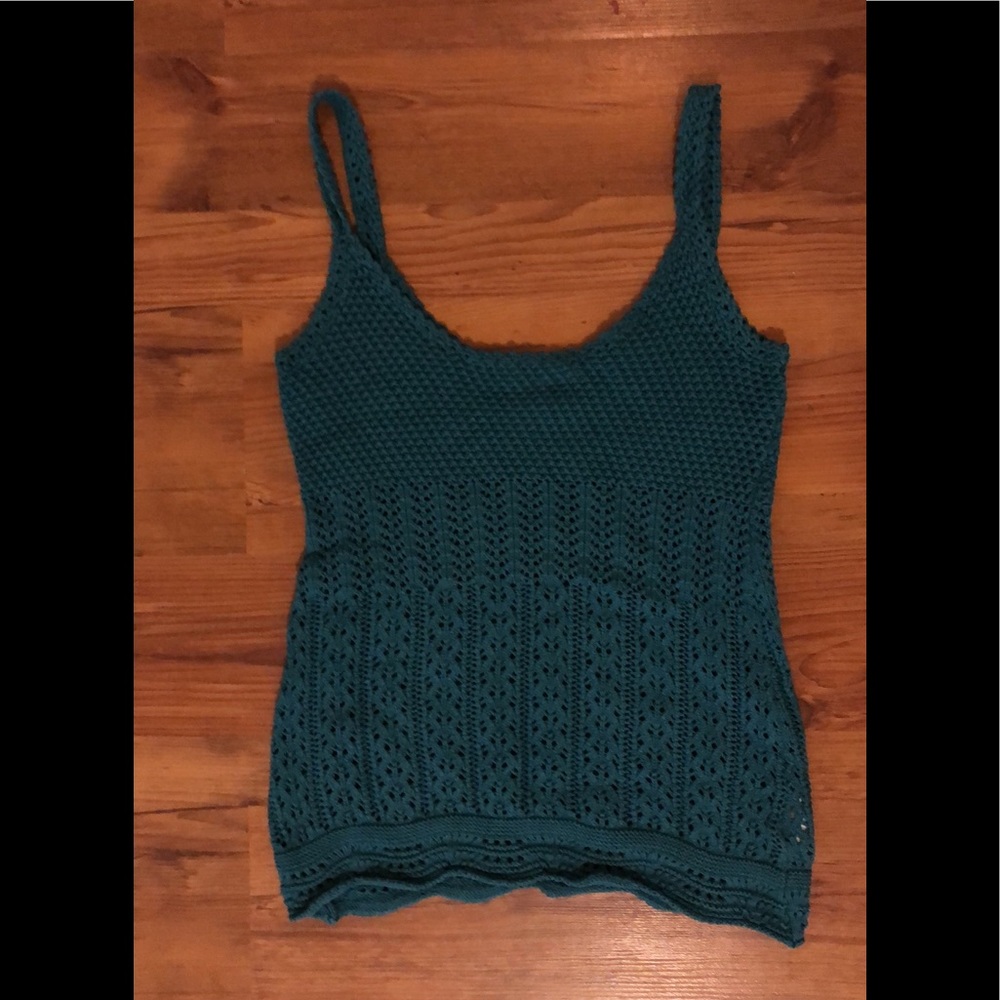 Teal chochet tank top